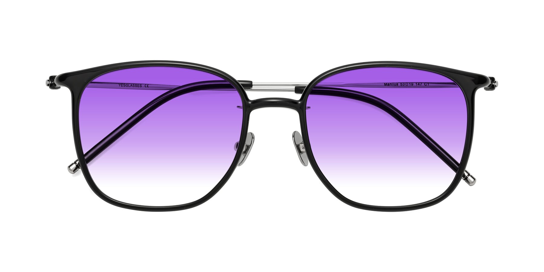 Folded Front of Manlius in Black with Purple Gradient Lenses