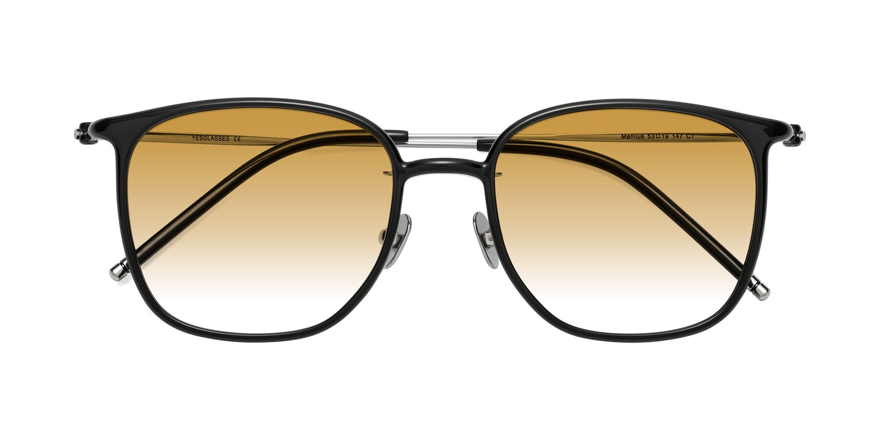 Folded Front of Manlius in Black with Champagne Gradient Lenses