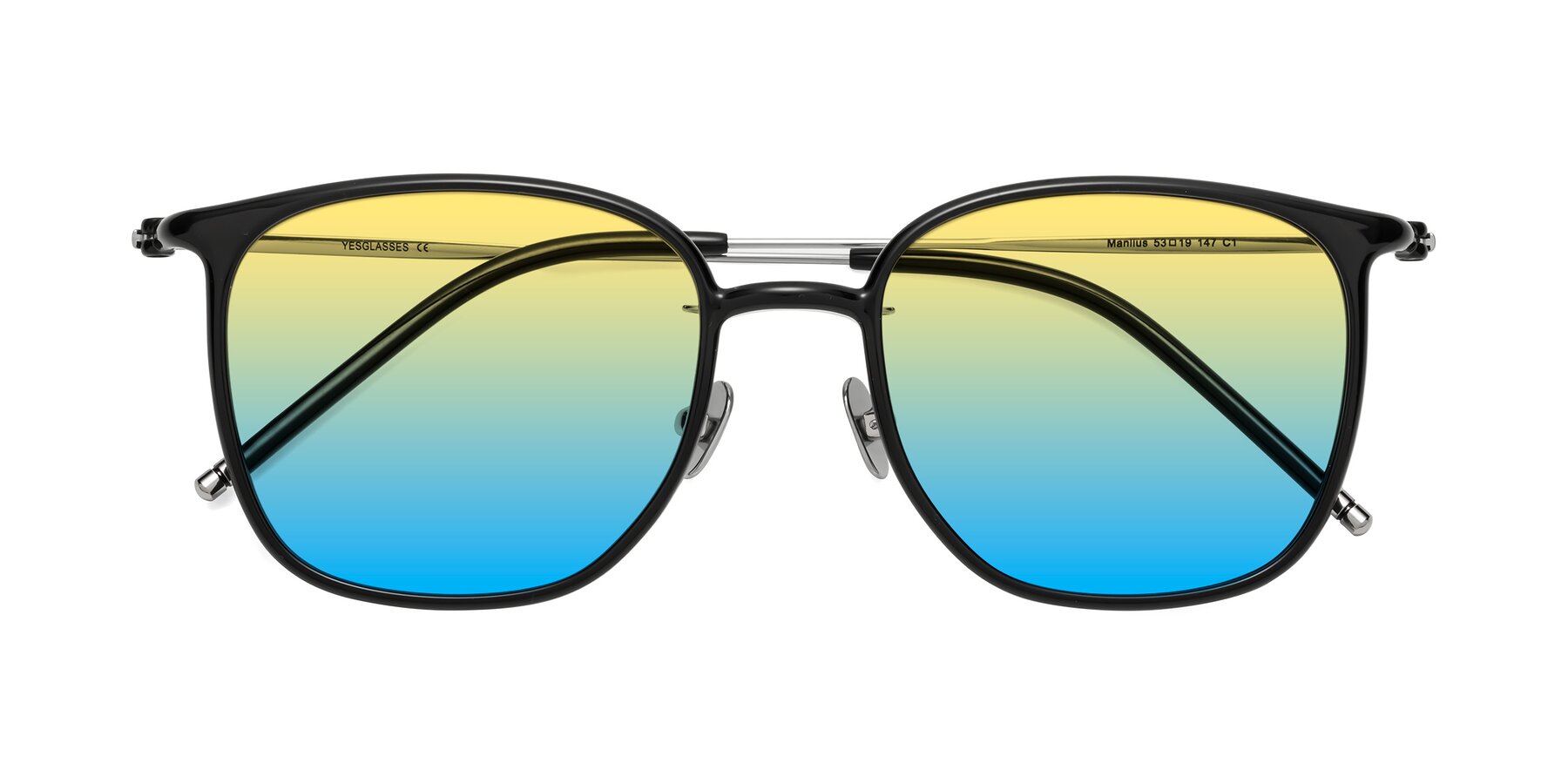 Folded Front of Manlius in Black with Yellow / Blue Gradient Lenses
