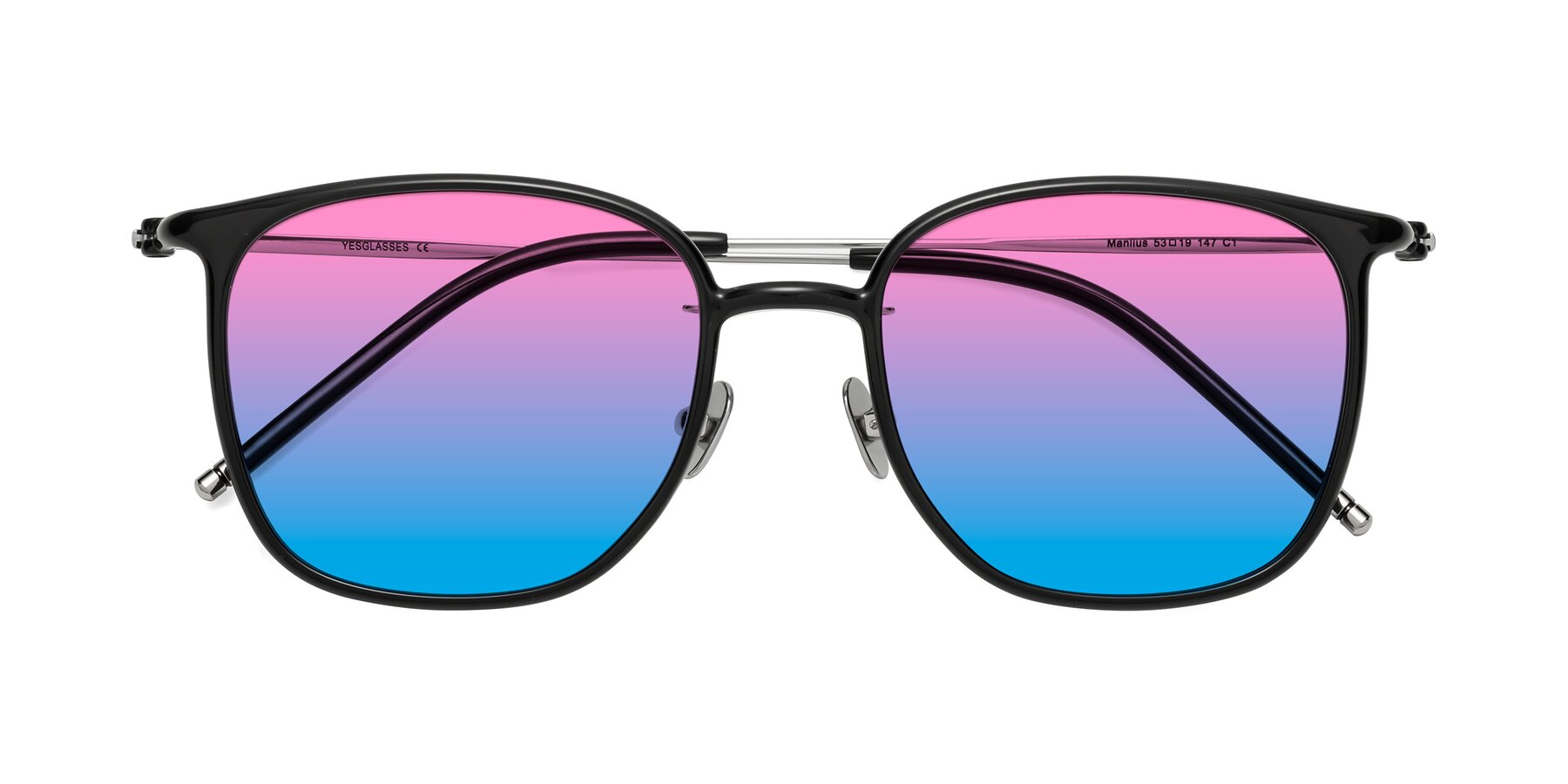 Folded Front of Manlius in Black with Pink / Blue Gradient Lenses