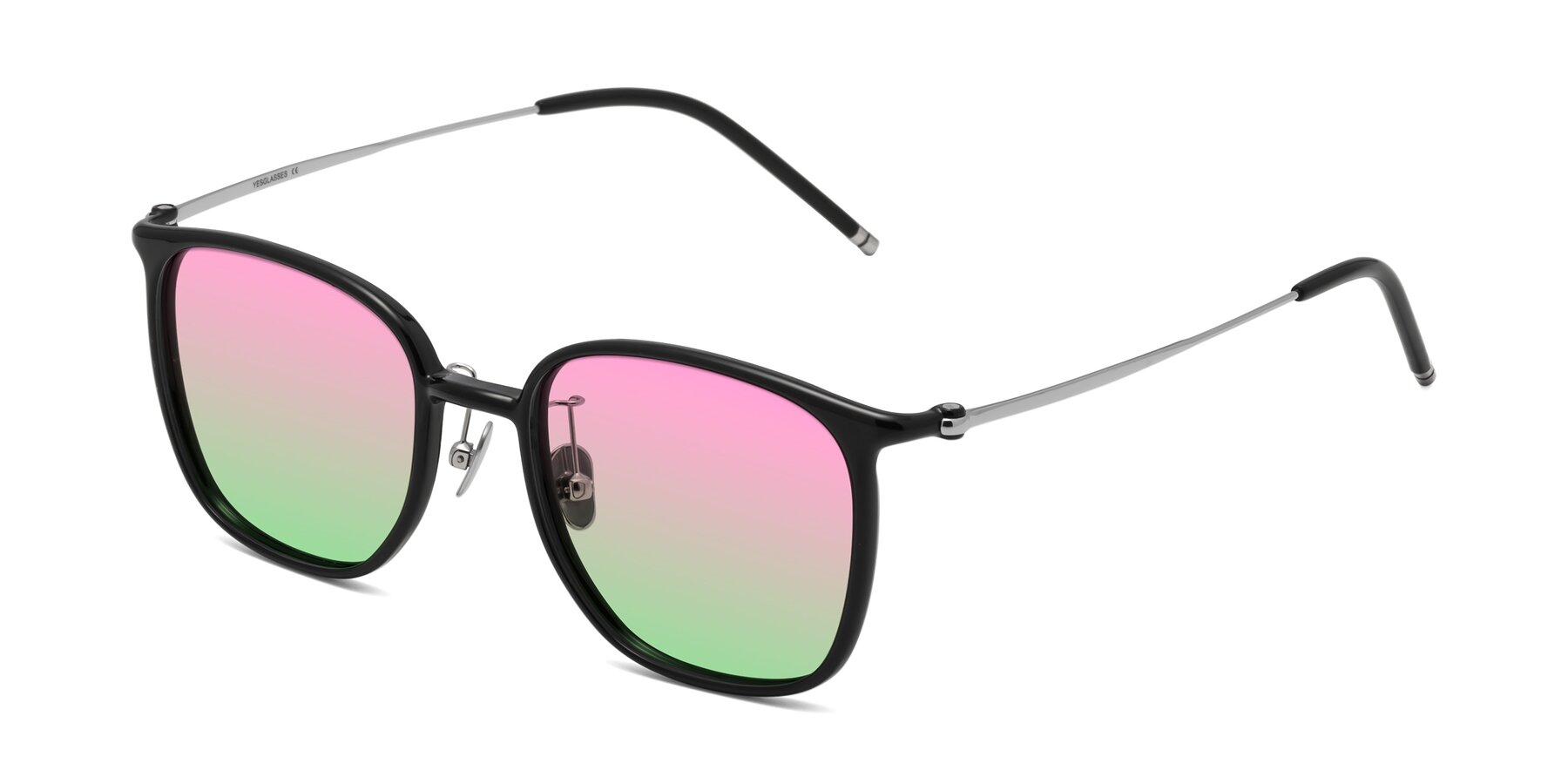 Angle of Manlius in Black with Pink / Green Gradient Lenses