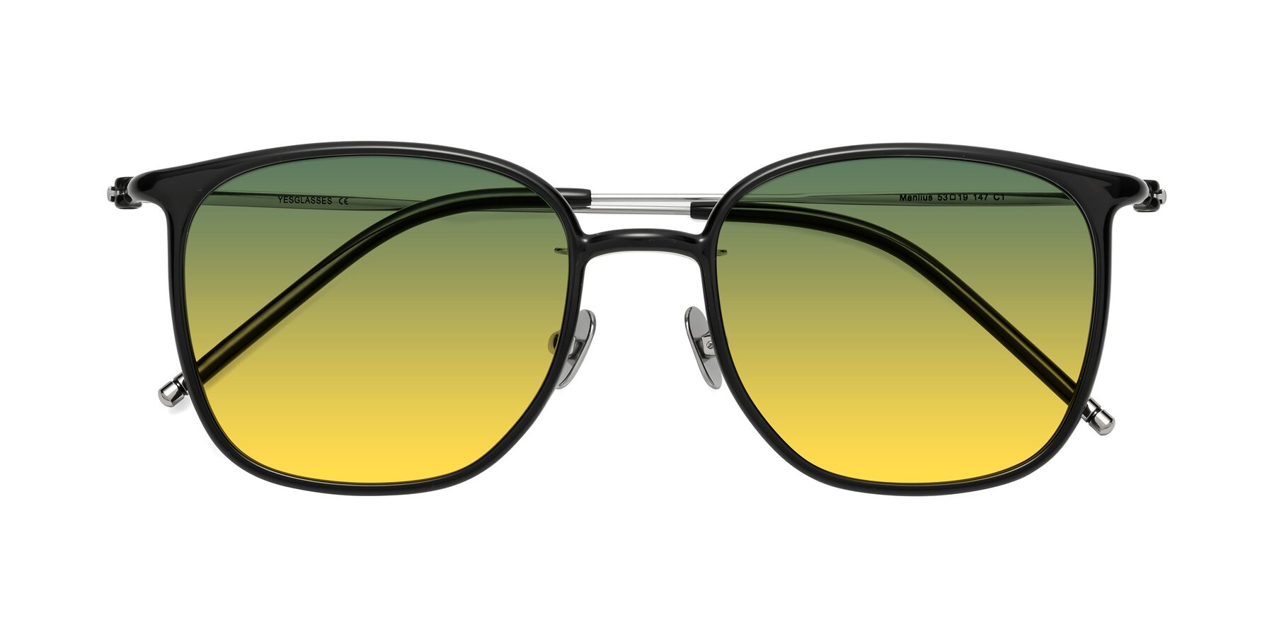 Folded Front of Manlius in Black with Green / Yellow Gradient Lenses