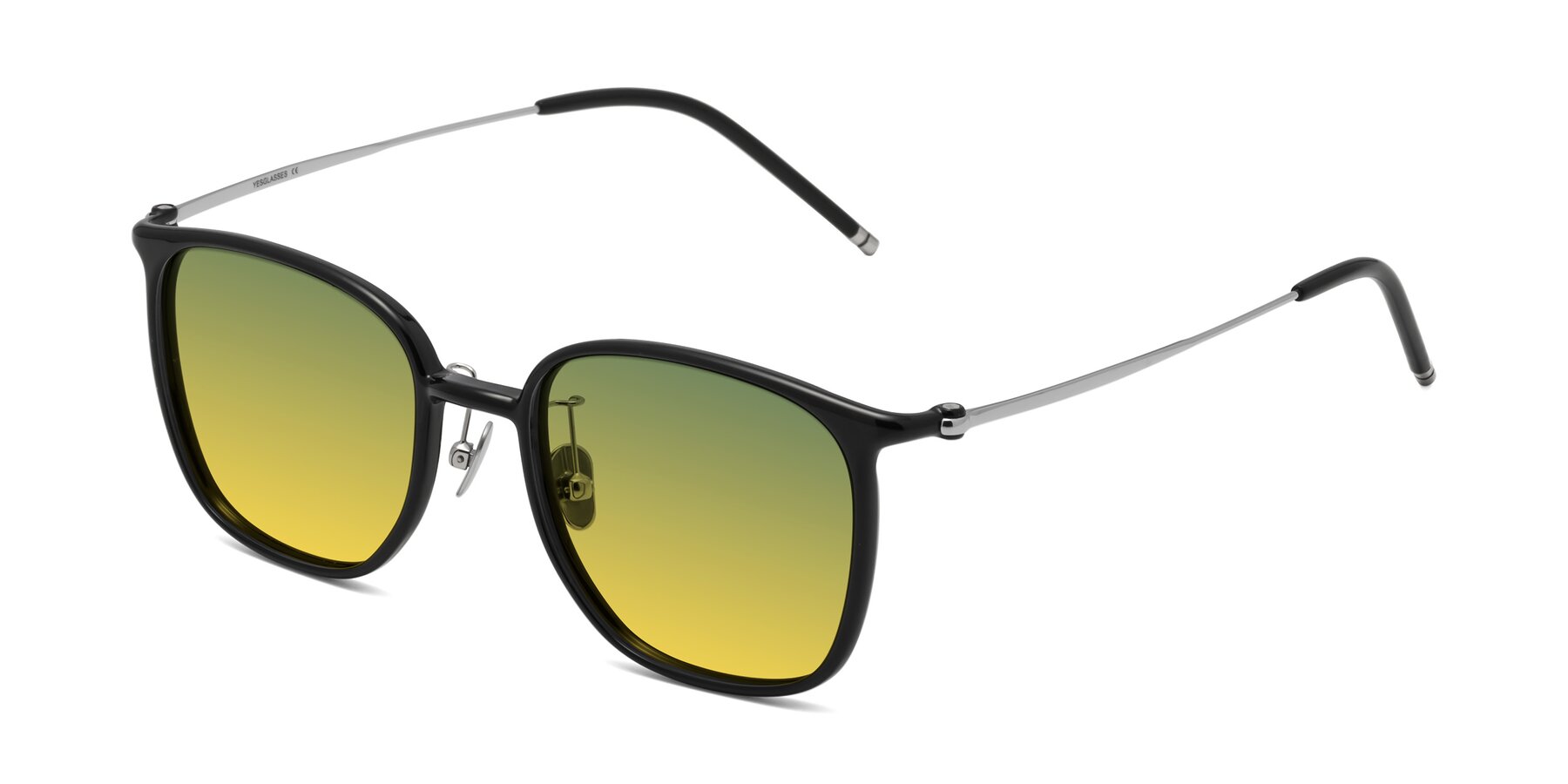 Angle of Manlius in Black with Green / Yellow Gradient Lenses