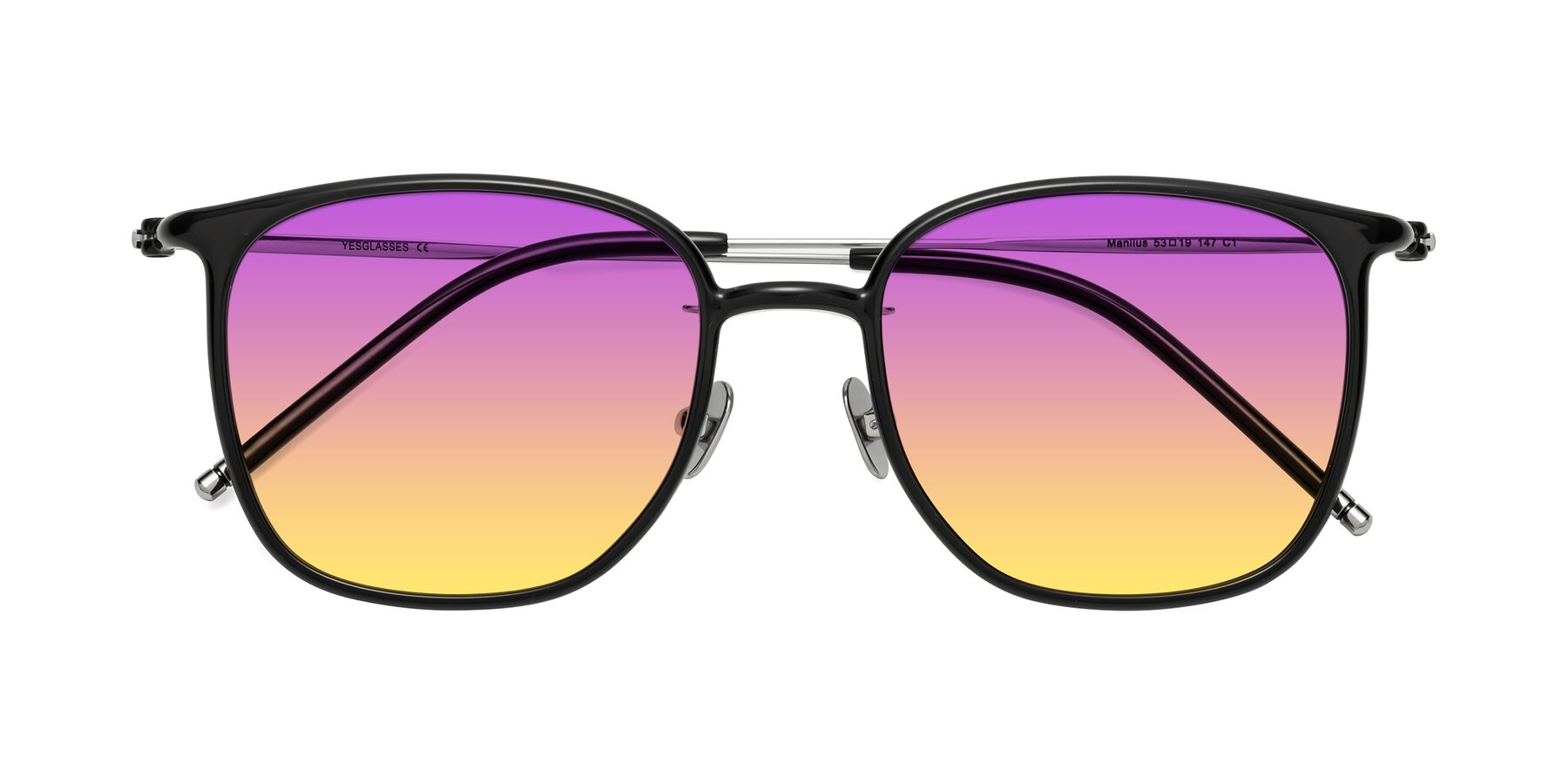 Folded Front of Manlius in Black with Purple / Yellow Gradient Lenses