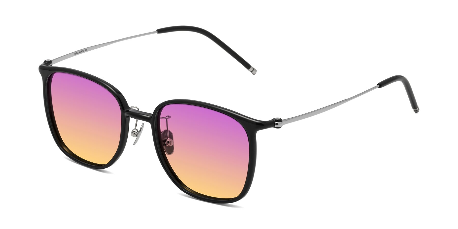 Angle of Manlius in Black with Purple / Yellow Gradient Lenses