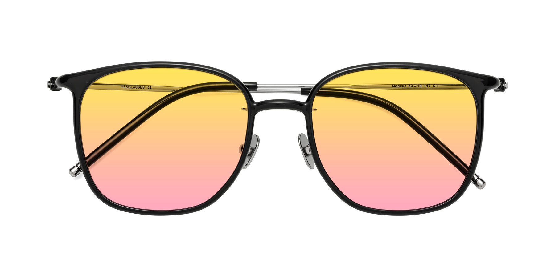 Folded Front of Manlius in Black with Yellow / Pink Gradient Lenses