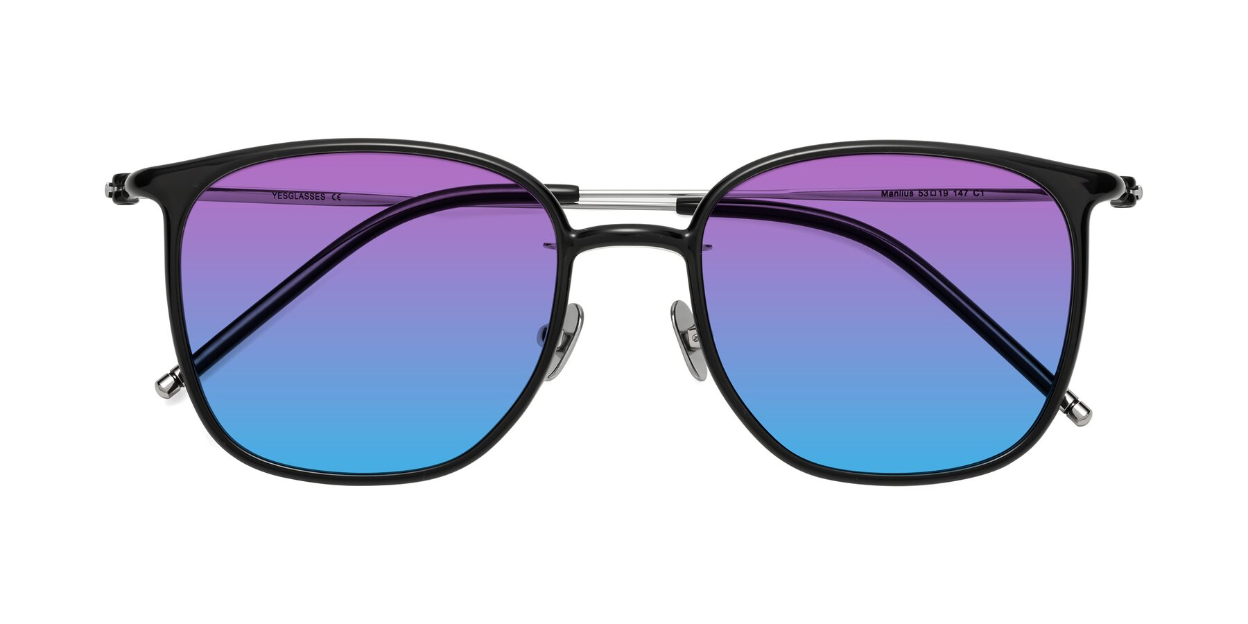Folded Front of Manlius in Black with Purple / Blue Gradient Lenses
