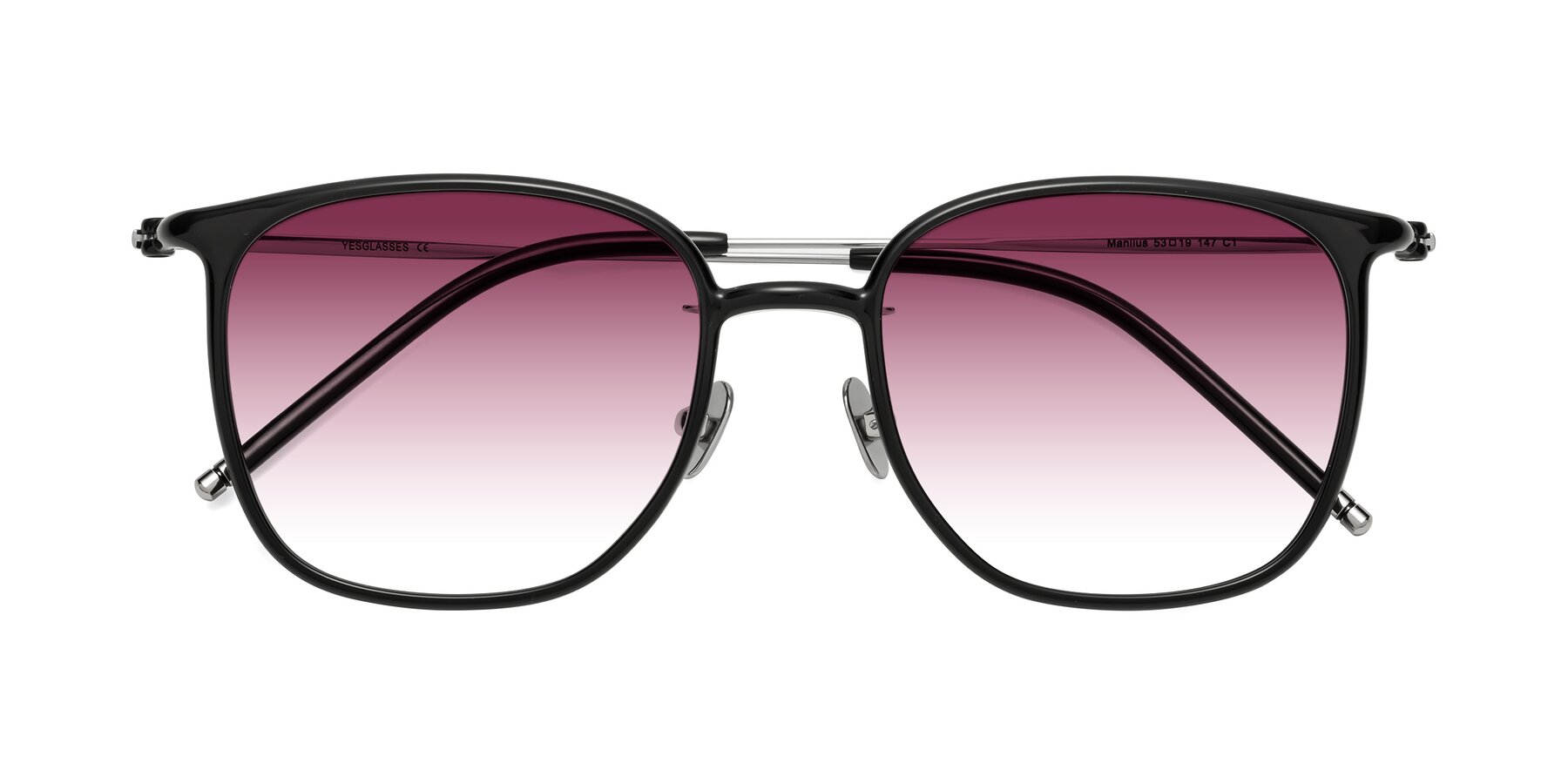 Folded Front of Manlius in Black with Wine Gradient Lenses