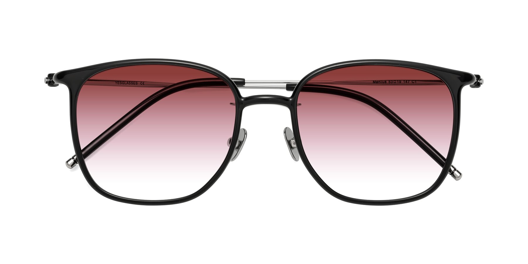 Folded Front of Manlius in Black with Garnet Gradient Lenses