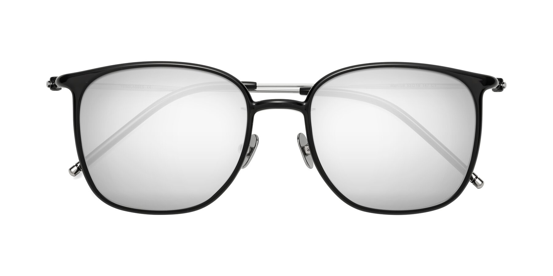 Folded Front of Manlius in Black with Silver Mirrored Lenses