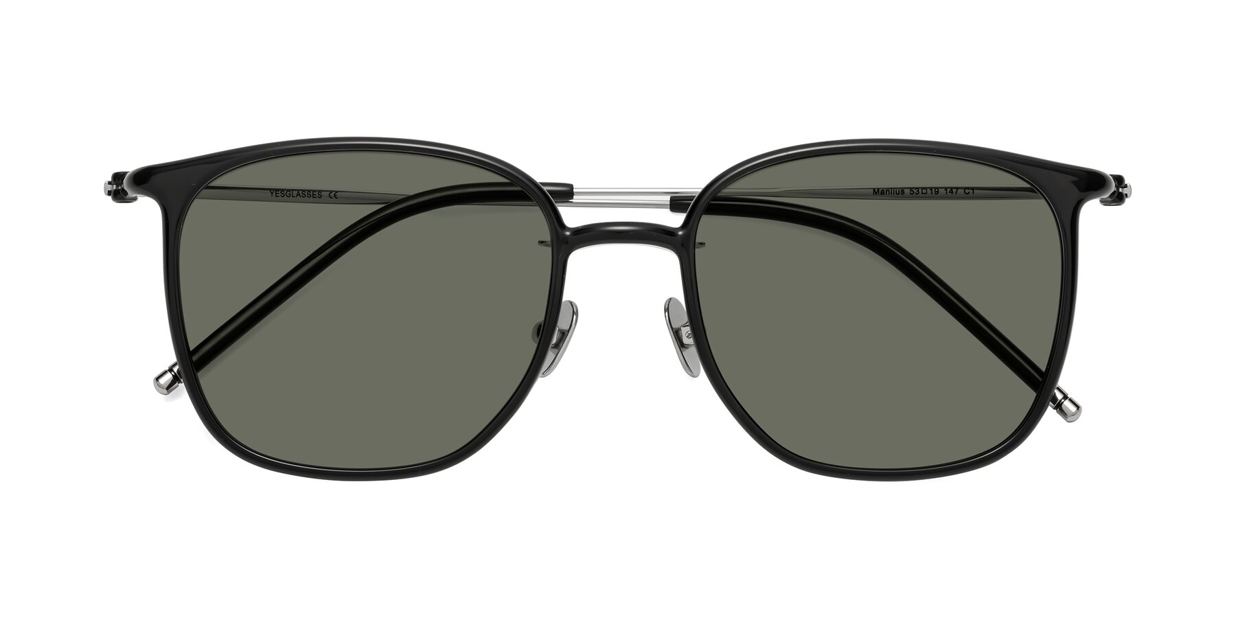 Folded Front of Manlius in Black with Gray Polarized Lenses