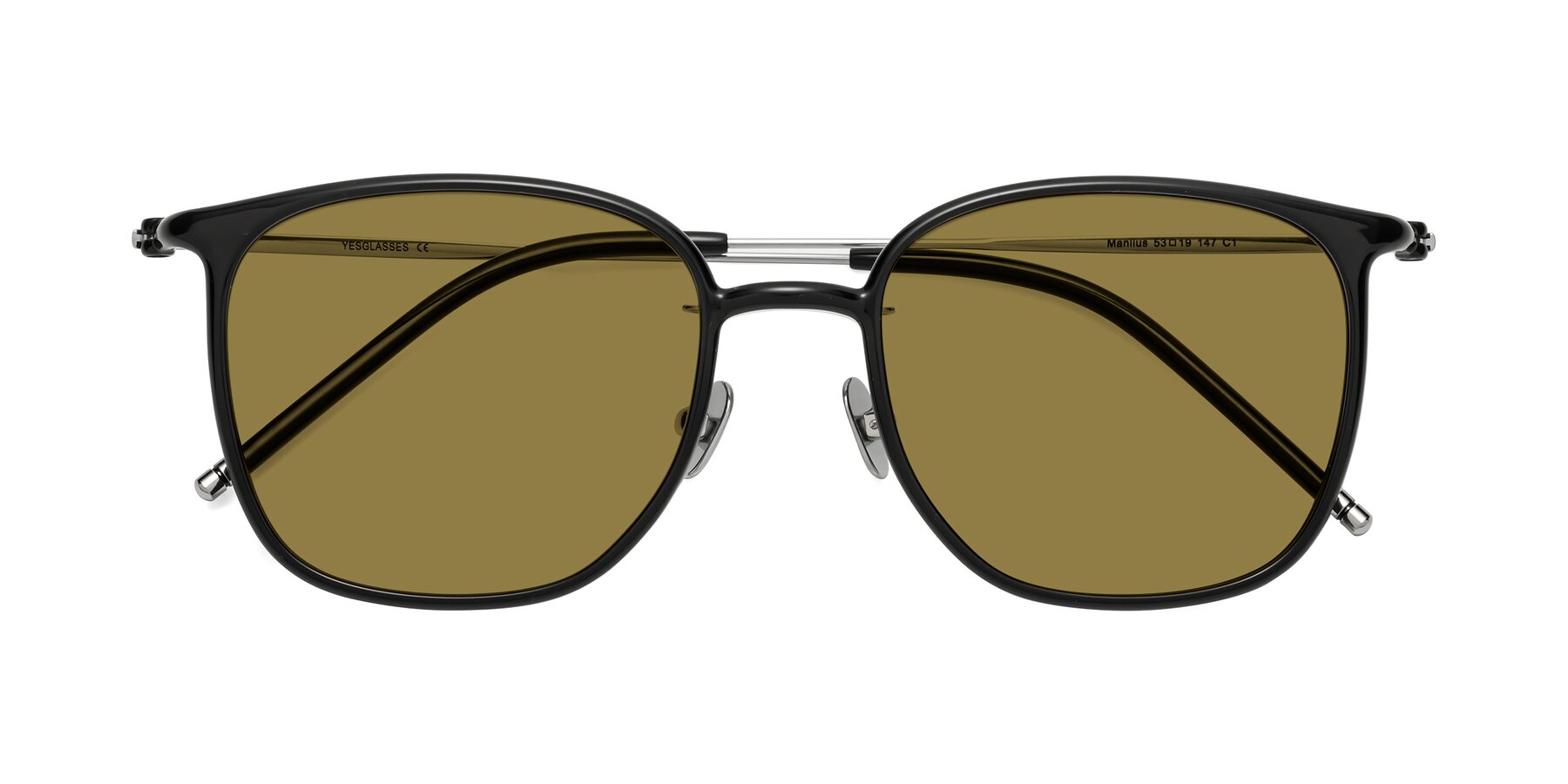 Folded Front of Manlius in Black with Brown Polarized Lenses