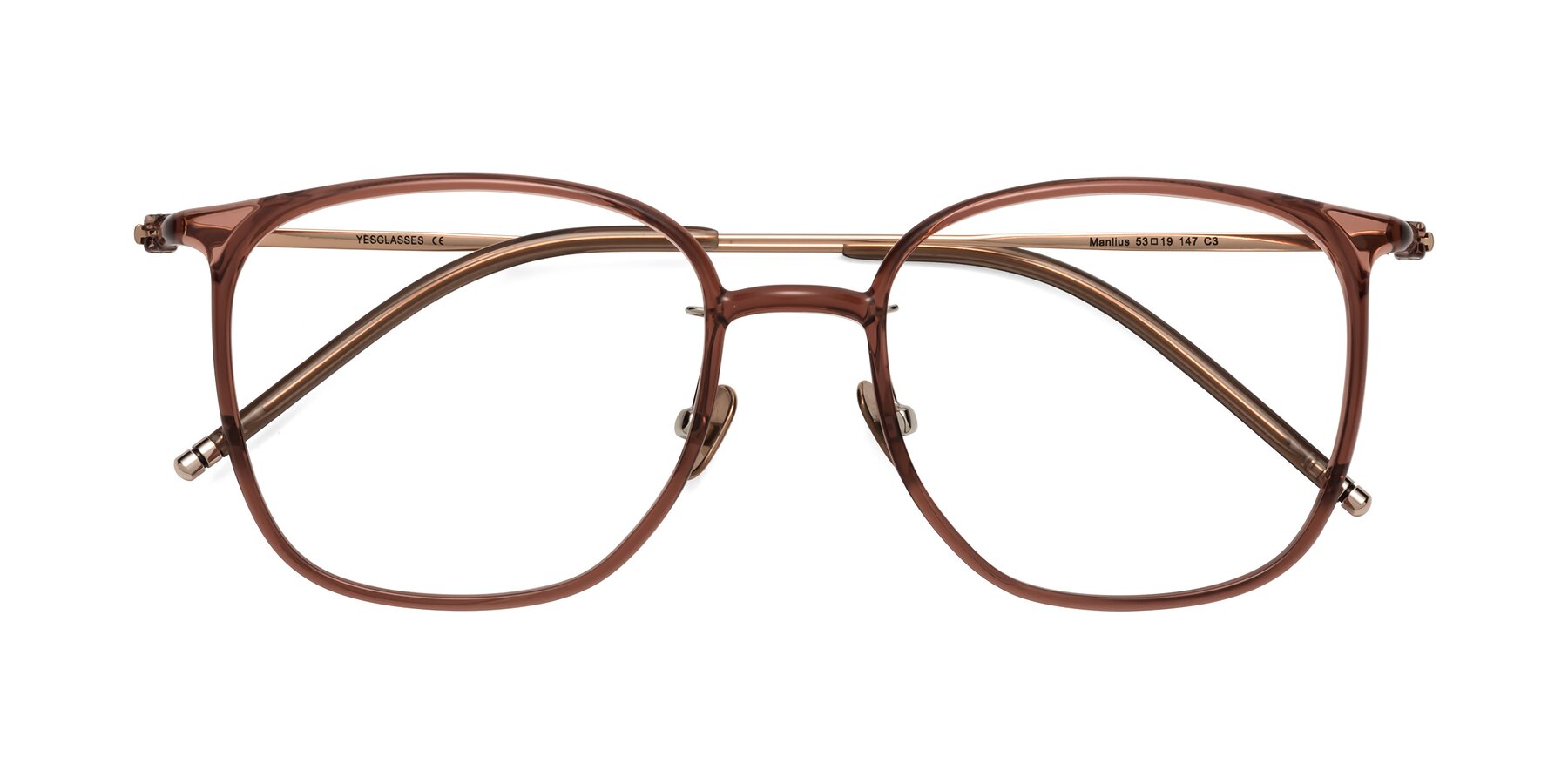 Folded Front of Manlius in Redwood with Clear Eyeglass Lenses