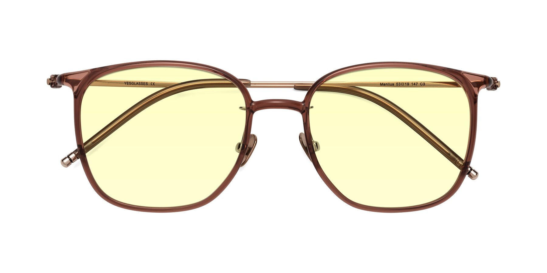 Folded Front of Manlius in Redwood with Light Yellow Tinted Lenses