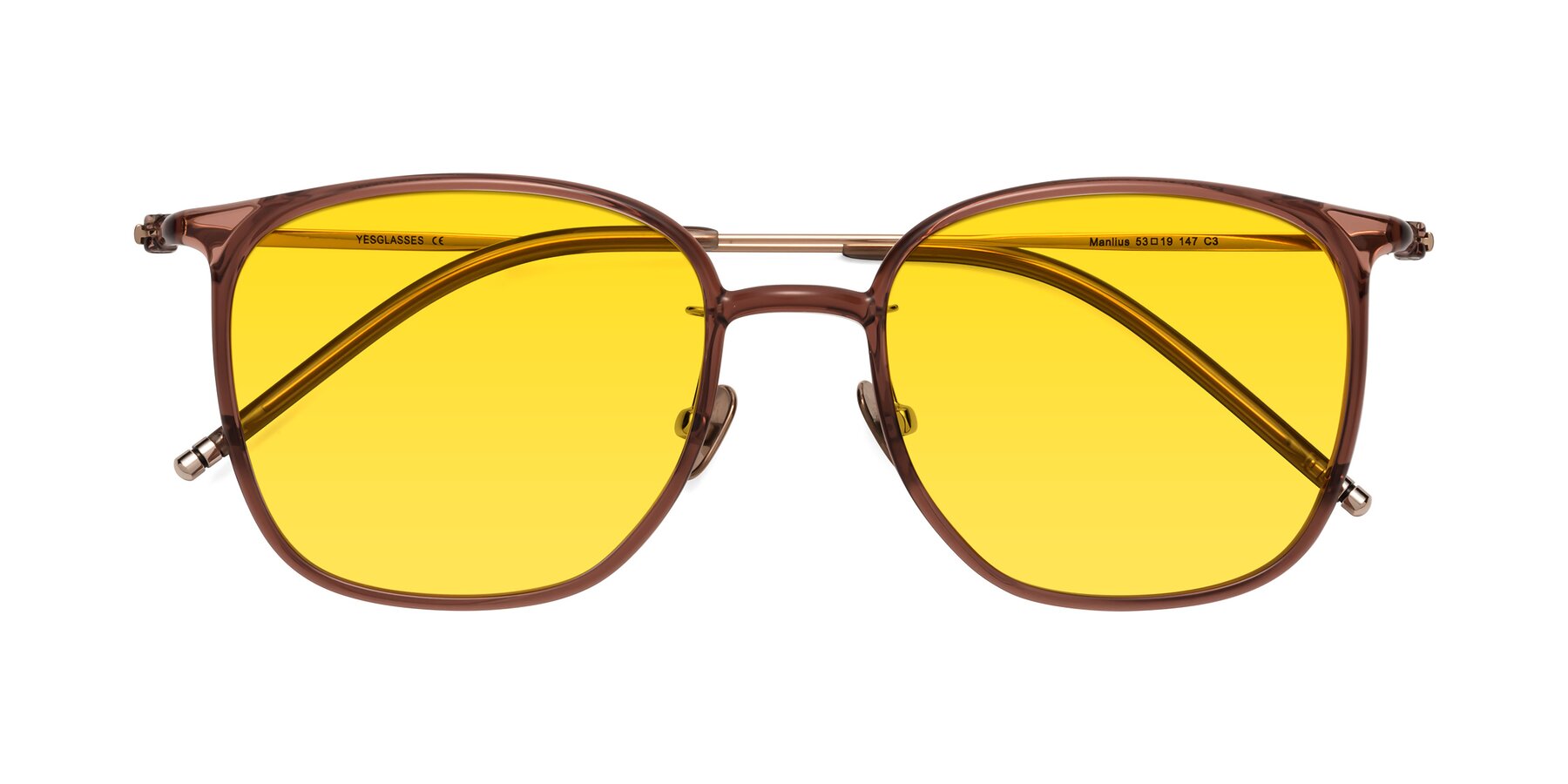 Folded Front of Manlius in Redwood with Yellow Tinted Lenses