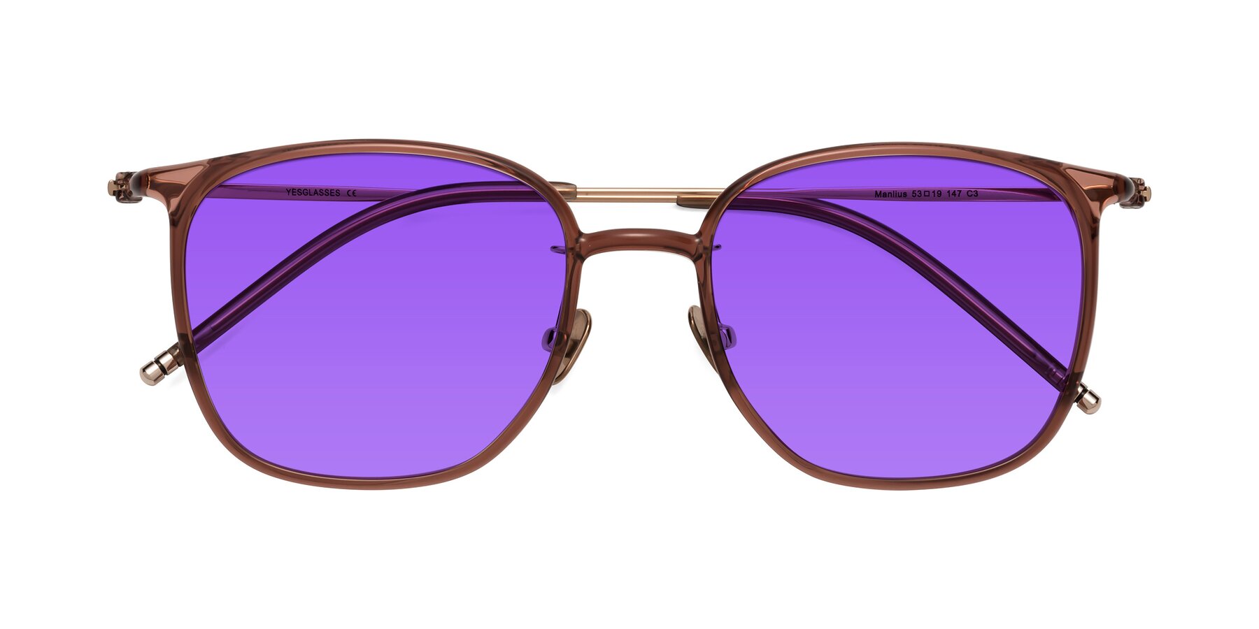 Folded Front of Manlius in Redwood with Purple Tinted Lenses