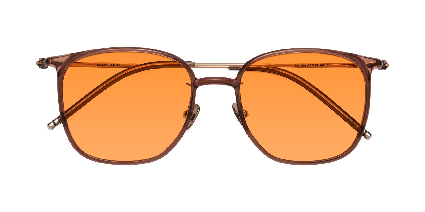 Folded Front of Manlius in Redwood with Orange Tinted Lenses