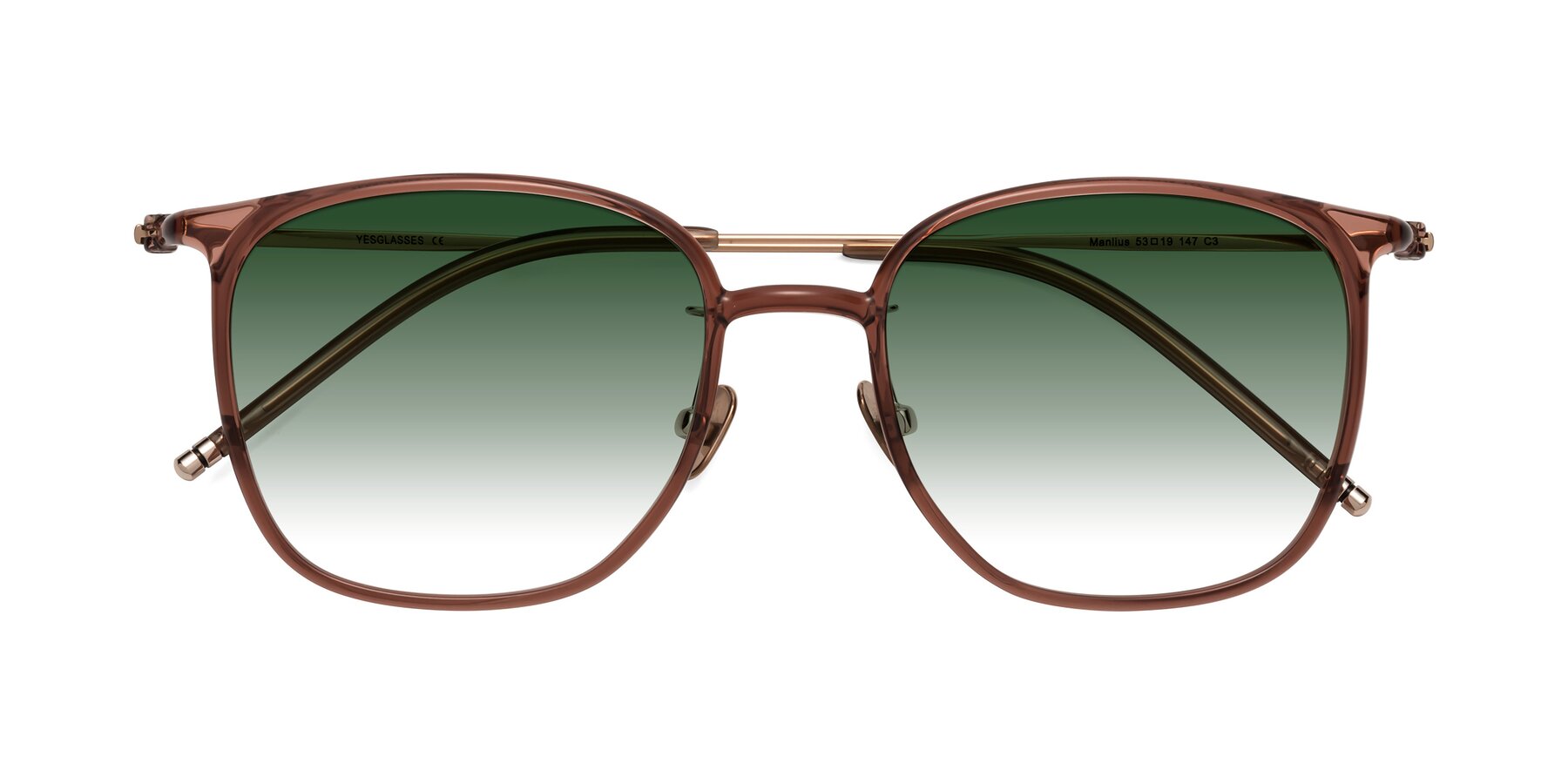 Folded Front of Manlius in Redwood with Green Gradient Lenses