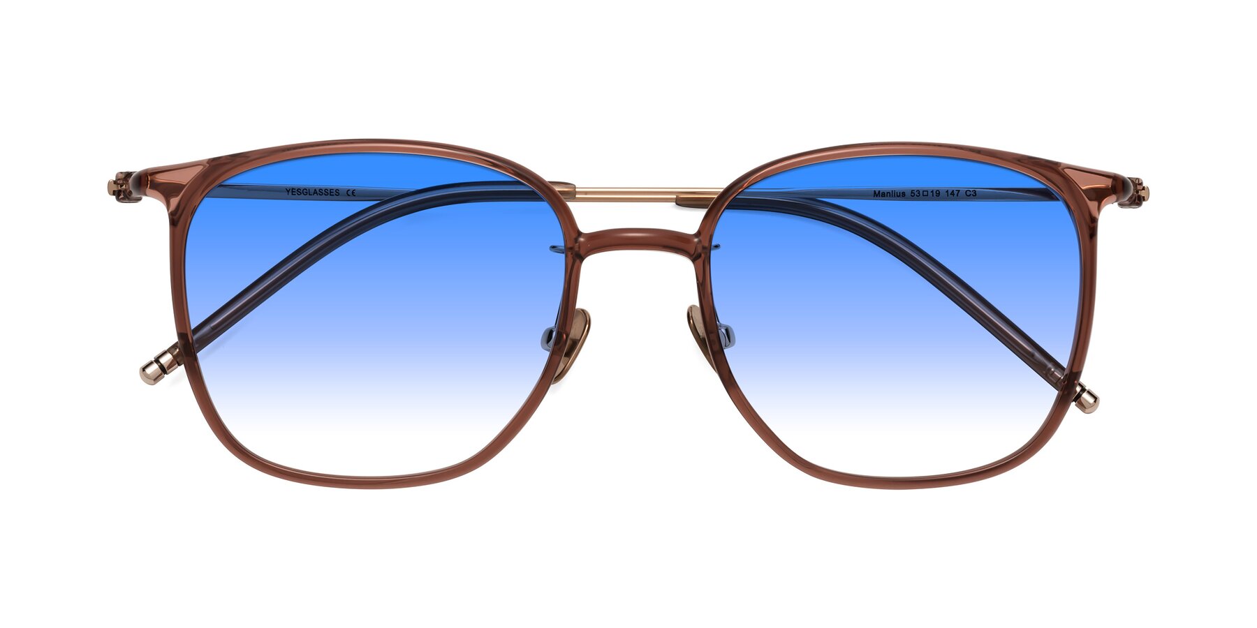 Folded Front of Manlius in Redwood with Blue Gradient Lenses