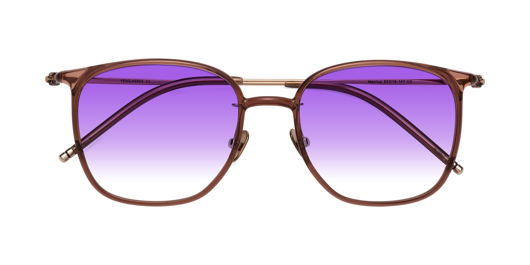 Folded Front of Manlius in Redwood with Purple Gradient Lenses