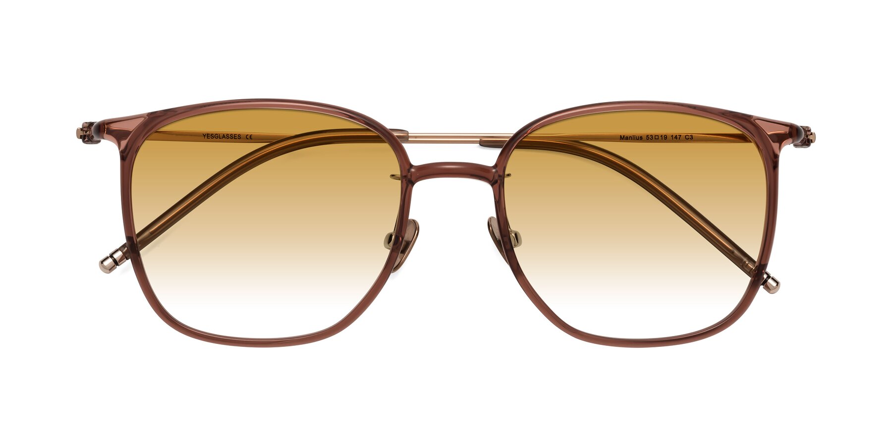 Folded Front of Manlius in Redwood with Champagne Gradient Lenses