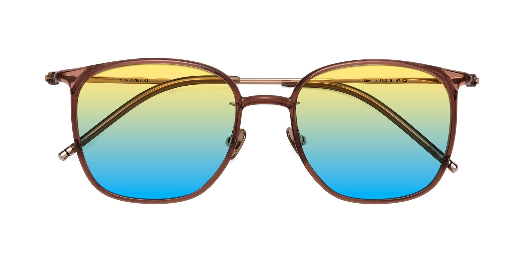 Folded Front of Manlius in Redwood with Yellow / Blue Gradient Lenses