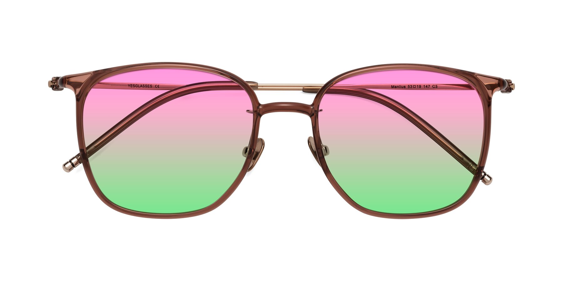 Folded Front of Manlius in Redwood with Pink / Green Gradient Lenses