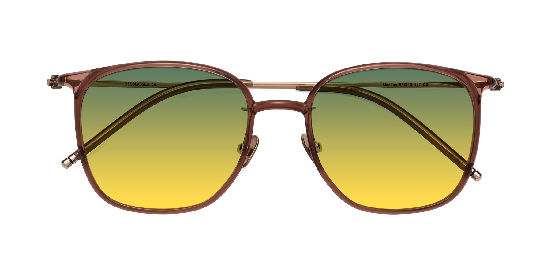 Folded Front of Manlius in Redwood with Green / Yellow Gradient Lenses