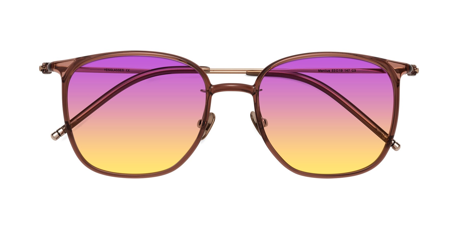 Folded Front of Manlius in Redwood with Purple / Yellow Gradient Lenses