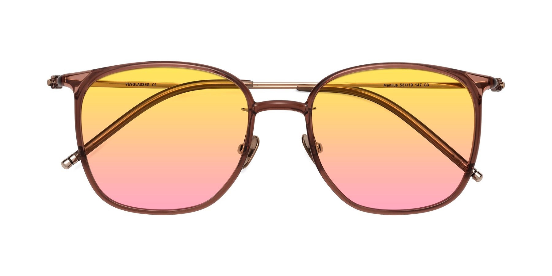 Folded Front of Manlius in Redwood with Yellow / Pink Gradient Lenses