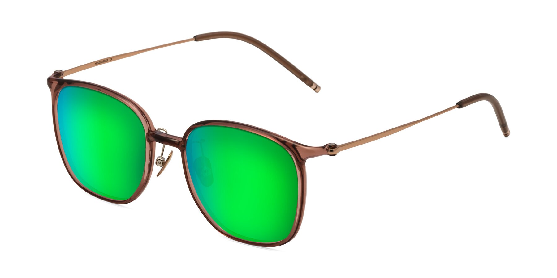 Angle of Manlius in Redwood with Green Mirrored Lenses