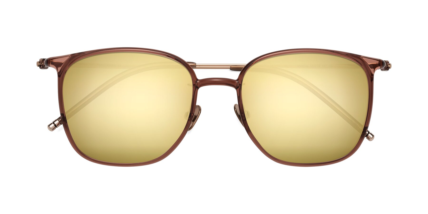 Folded Front of Manlius in Redwood with Gold Mirrored Lenses