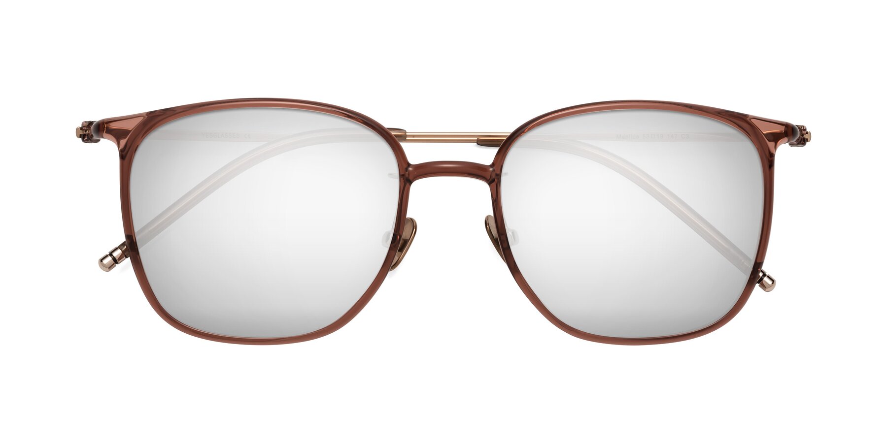 Folded Front of Manlius in Redwood with Silver Mirrored Lenses