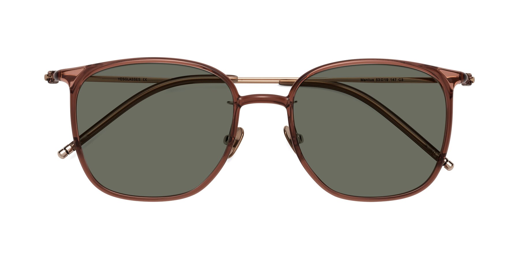 Folded Front of Manlius in Redwood with Gray Polarized Lenses