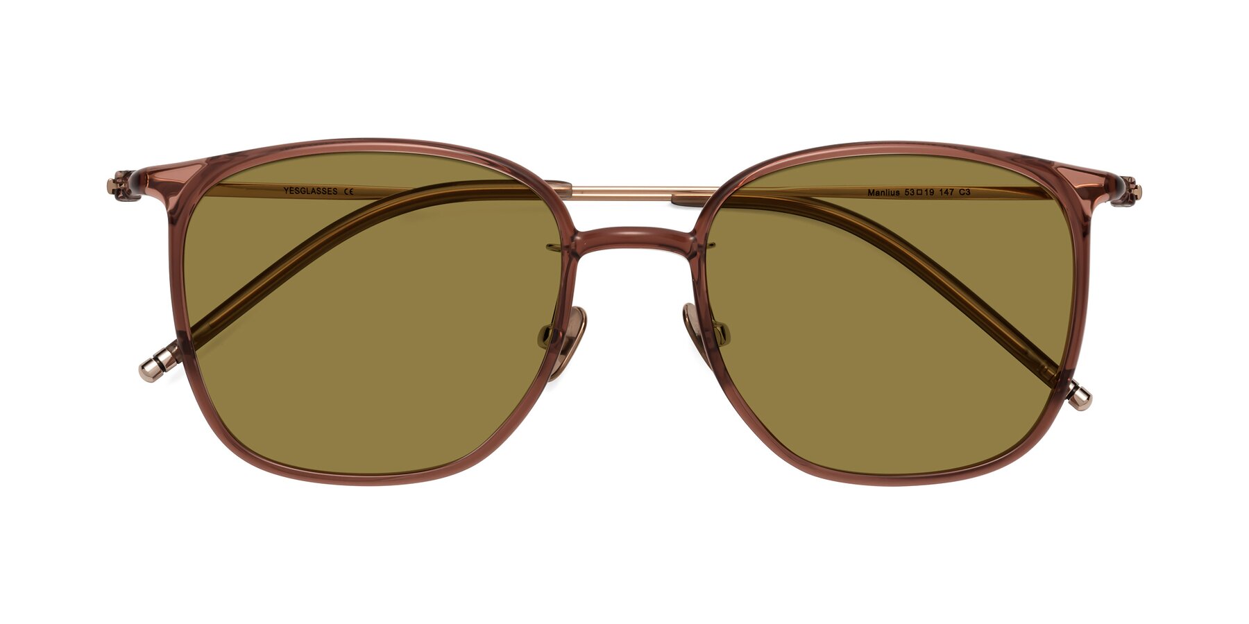 Folded Front of Manlius in Redwood with Brown Polarized Lenses