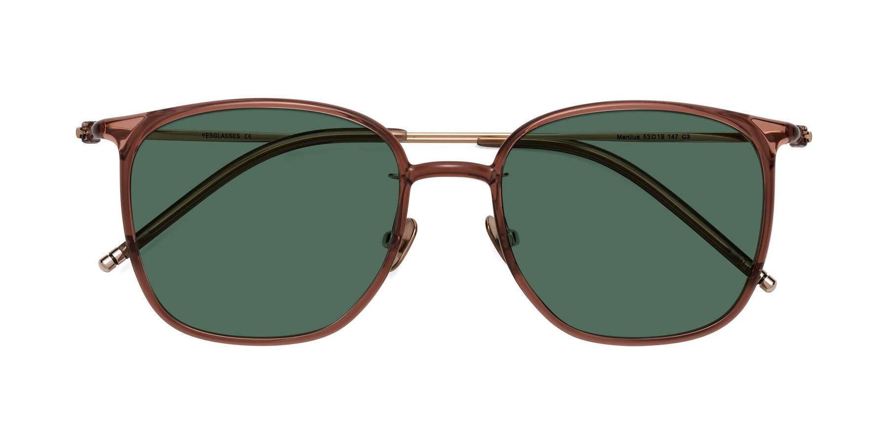 Folded Front of Manlius in Redwood with Green Polarized Lenses