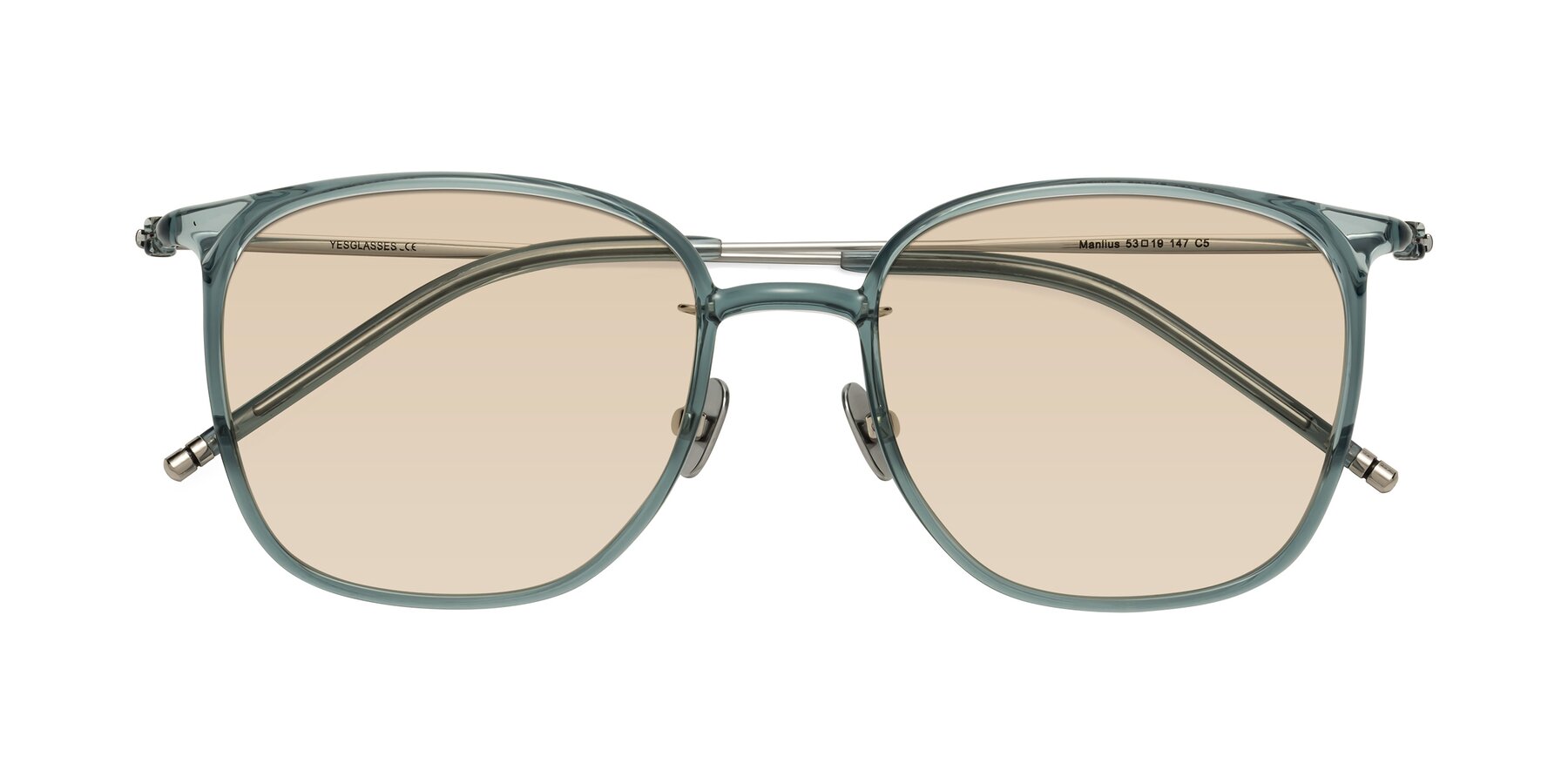 Folded Front of Manlius in Teal with Light Brown Tinted Lenses