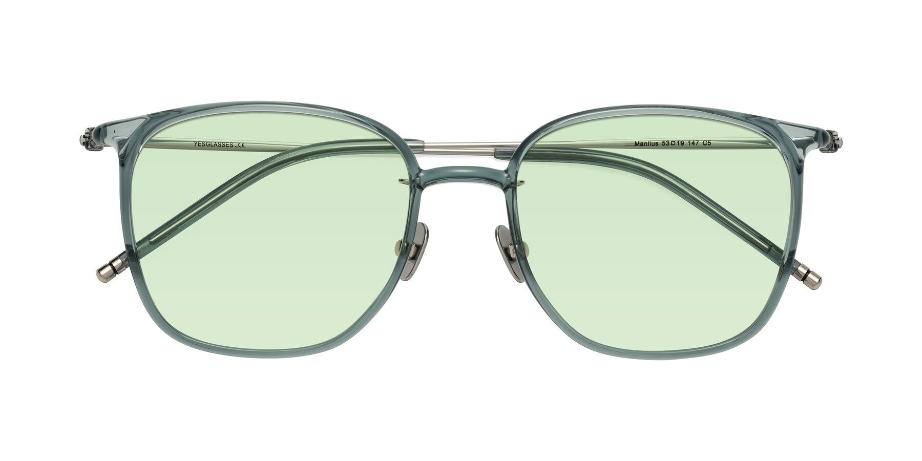 Folded Front of Manlius in Teal with Light Green Tinted Lenses
