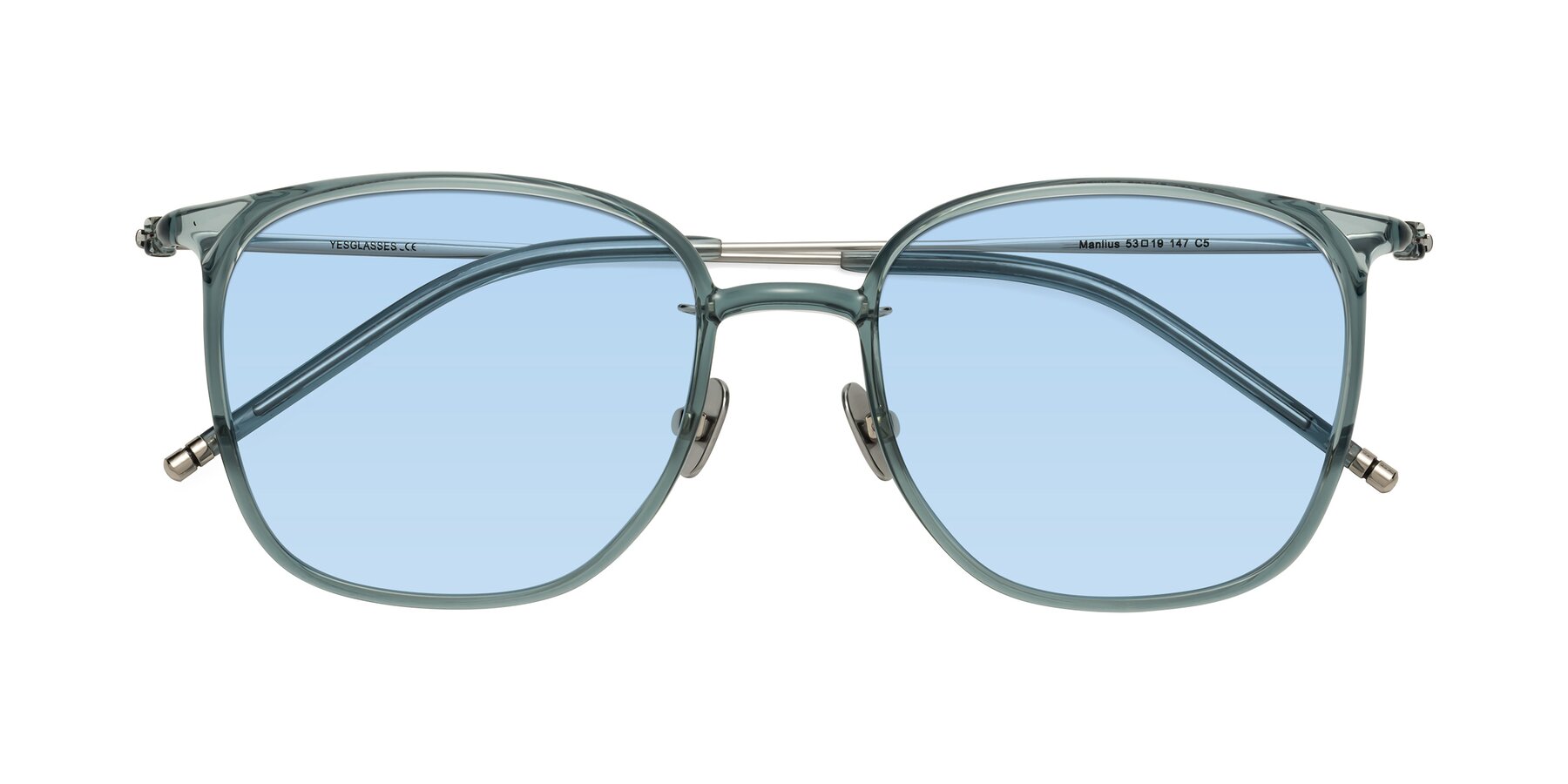 Folded Front of Manlius in Teal with Light Blue Tinted Lenses