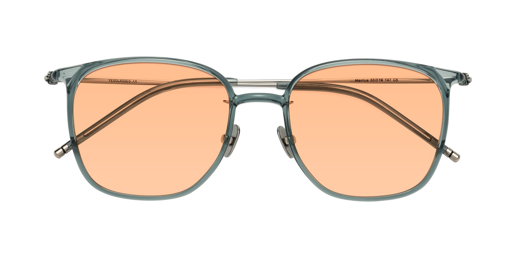 Folded Front of Manlius in Teal with Light Orange Tinted Lenses