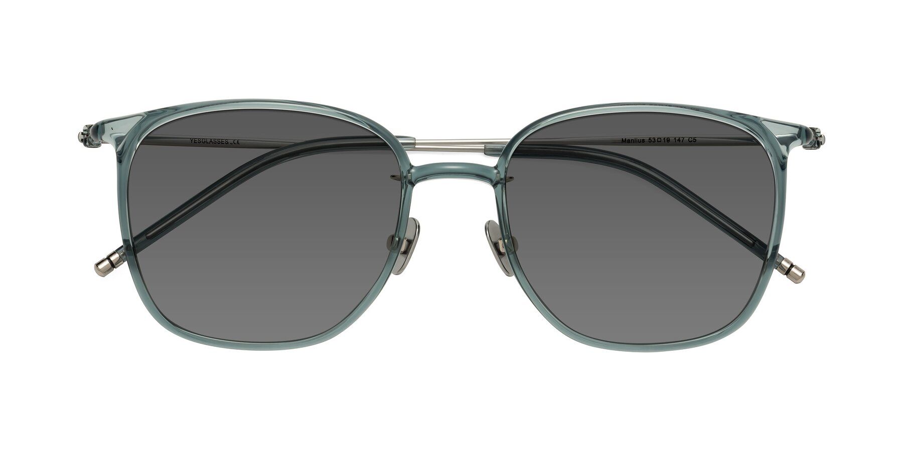 Folded Front of Manlius in Teal with Medium Gray Tinted Lenses