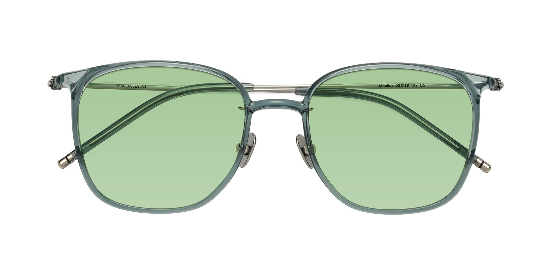 Folded Front of Manlius in Teal with Medium Green Tinted Lenses