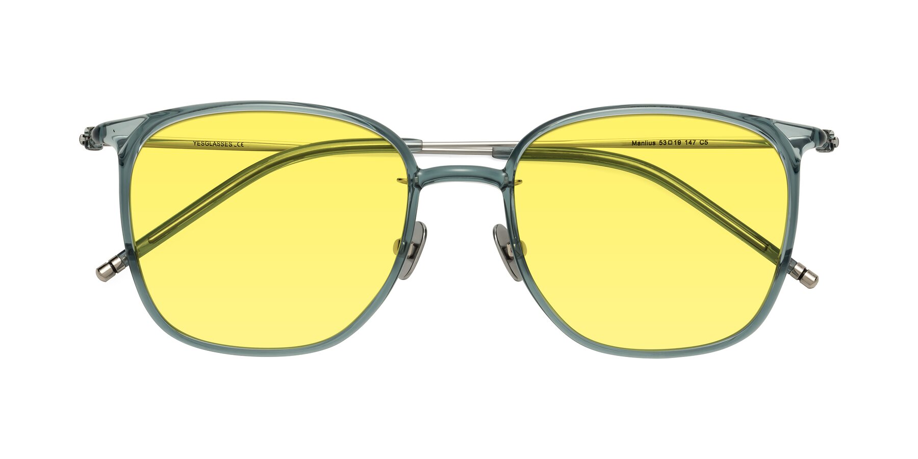 Folded Front of Manlius in Teal with Medium Yellow Tinted Lenses