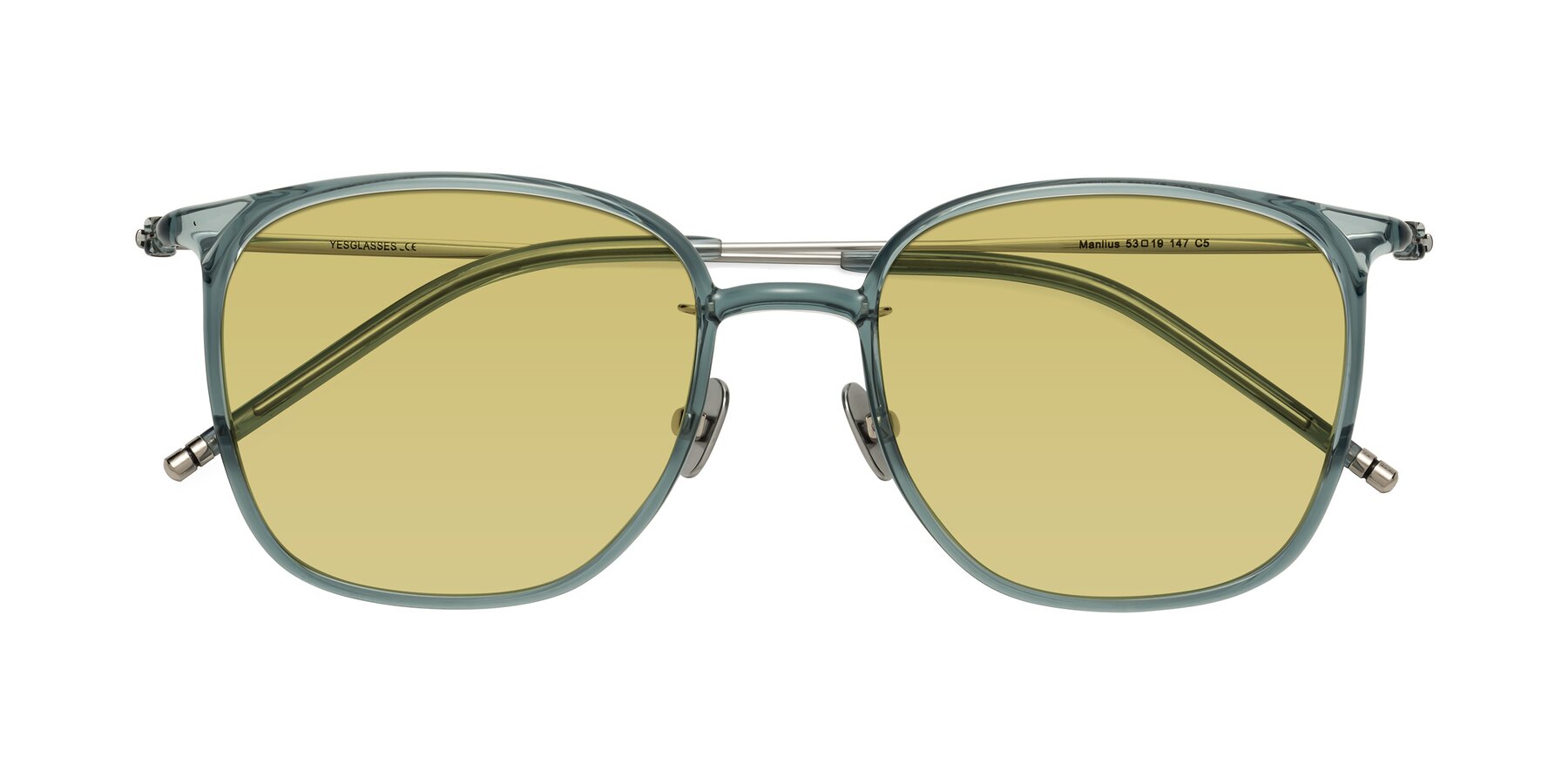 Folded Front of Manlius in Teal with Medium Champagne Tinted Lenses