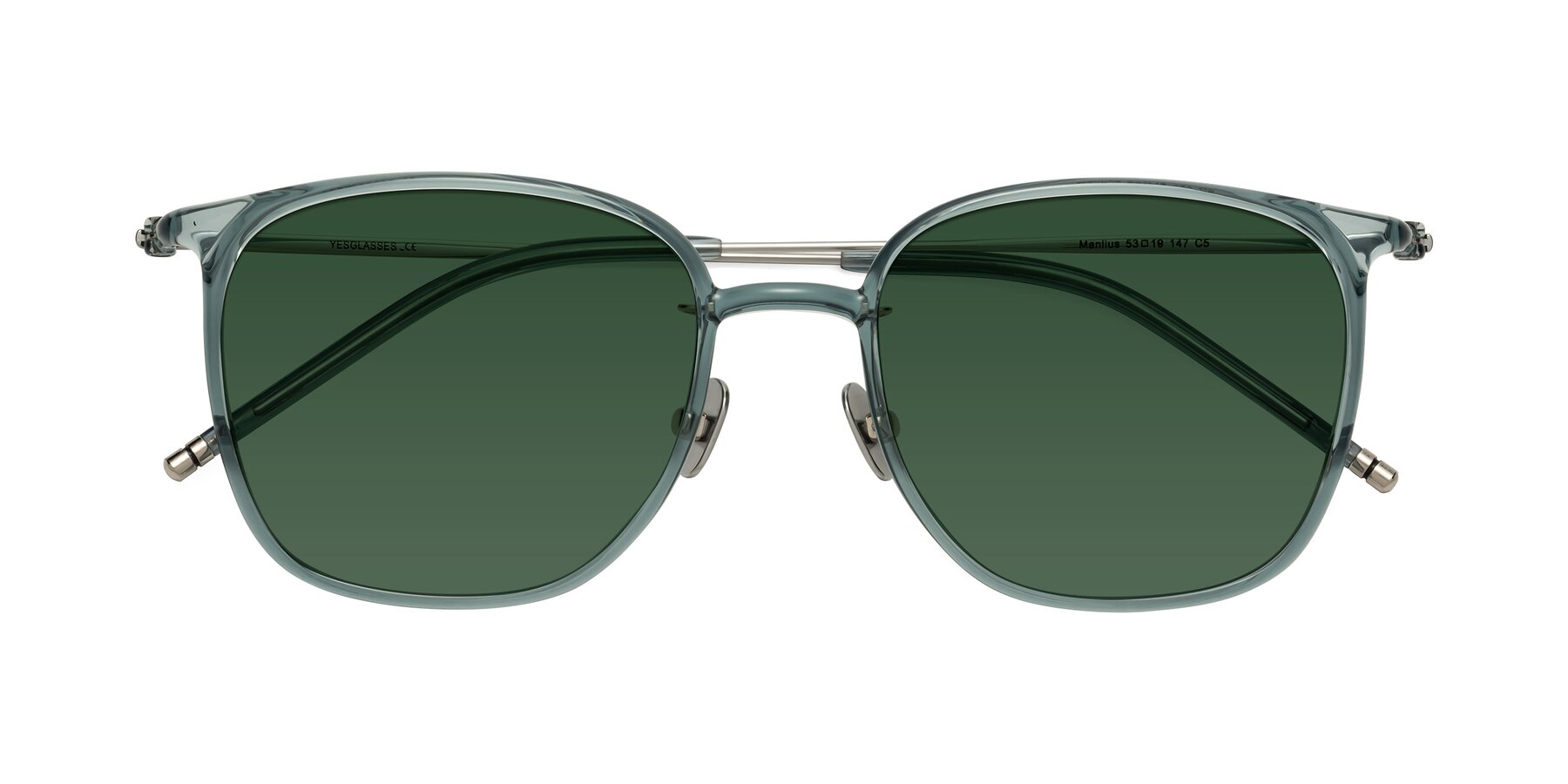 Folded Front of Manlius in Teal with Green Tinted Lenses