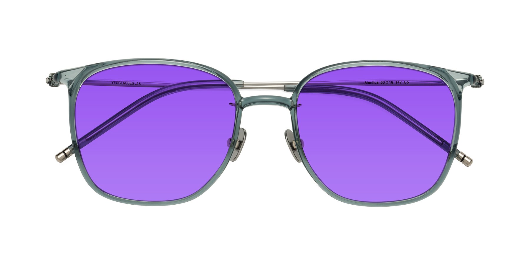 Folded Front of Manlius in Teal with Purple Tinted Lenses