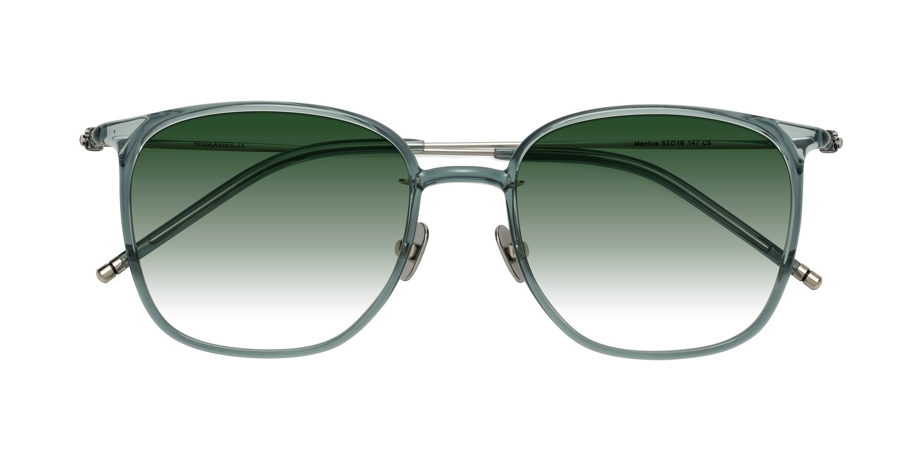 Folded Front of Manlius in Teal with Green Gradient Lenses