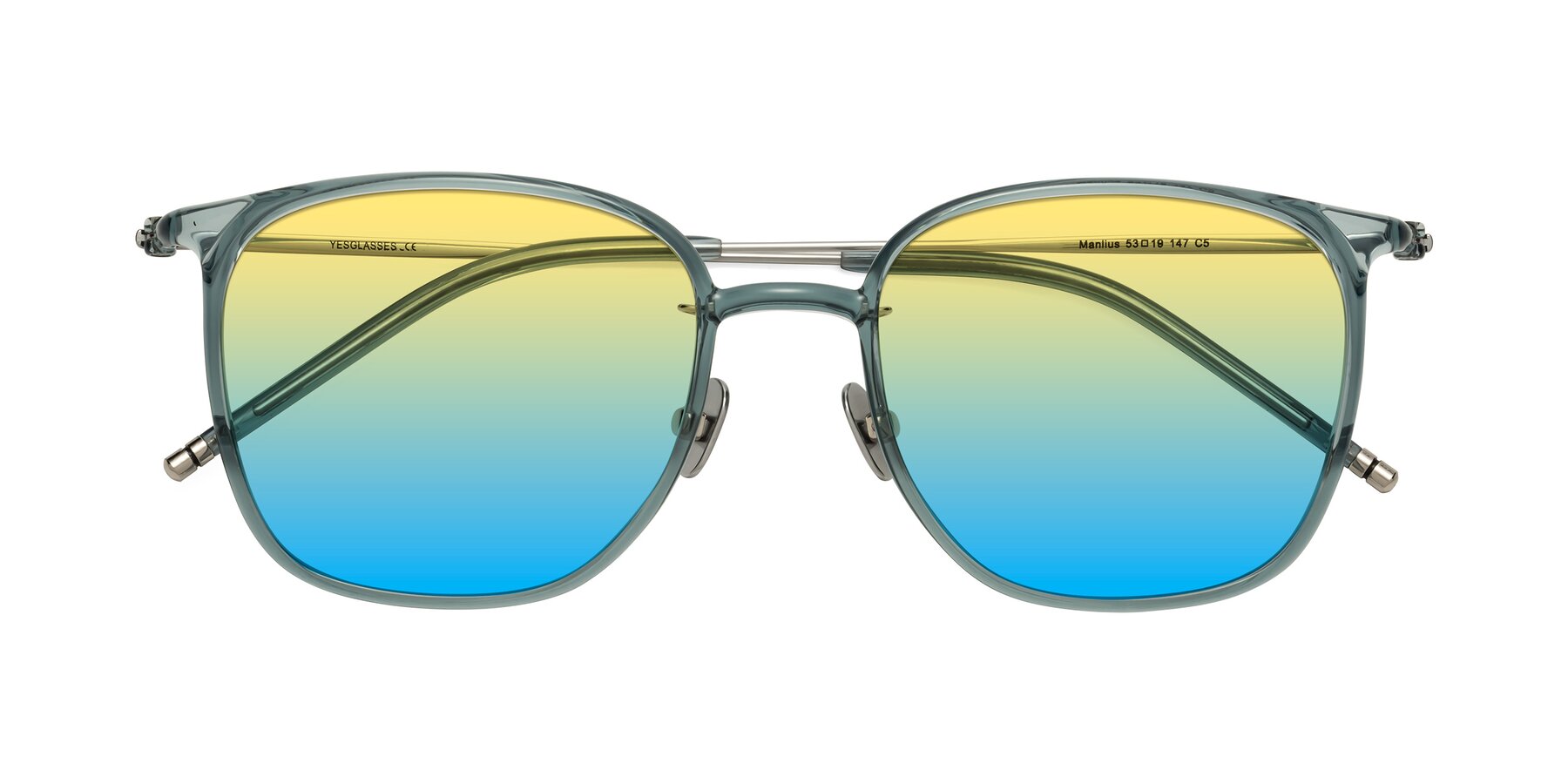 Folded Front of Manlius in Teal with Yellow / Blue Gradient Lenses