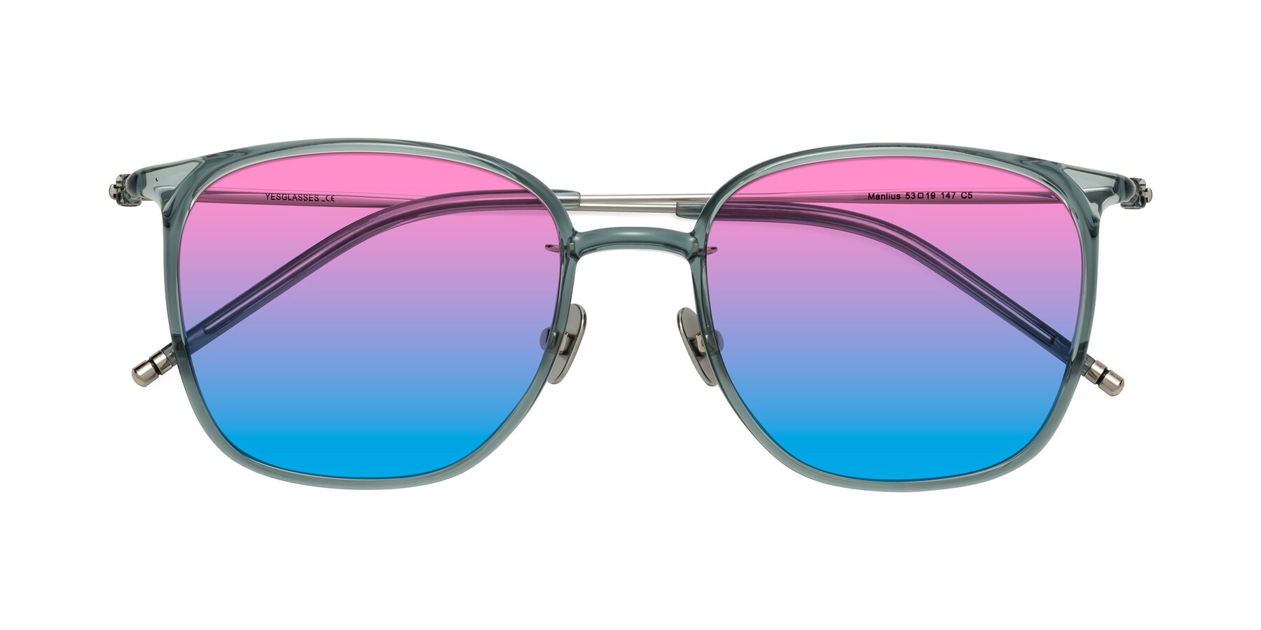 Folded Front of Manlius in Teal with Pink / Blue Gradient Lenses
