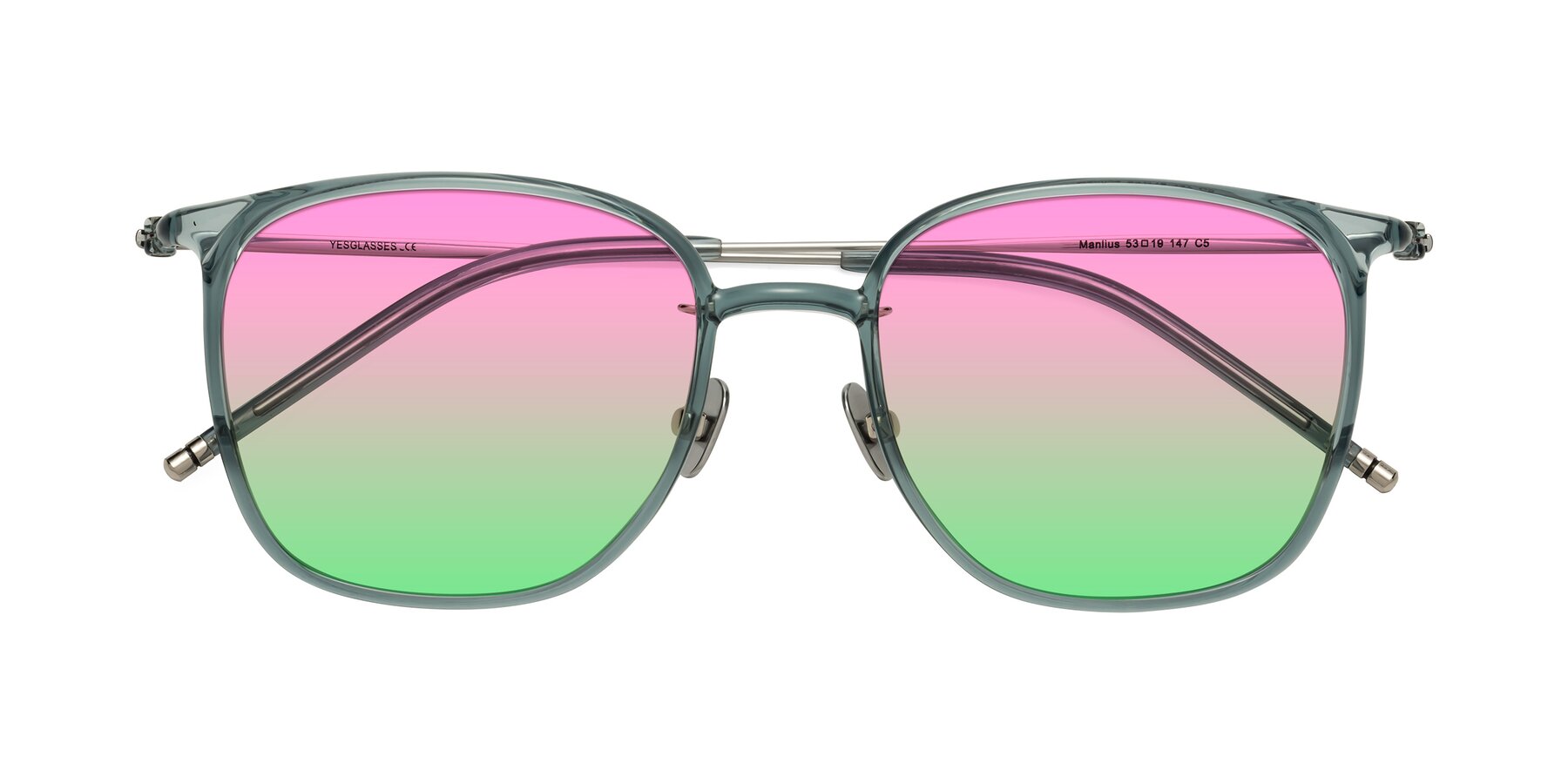 Folded Front of Manlius in Teal with Pink / Green Gradient Lenses